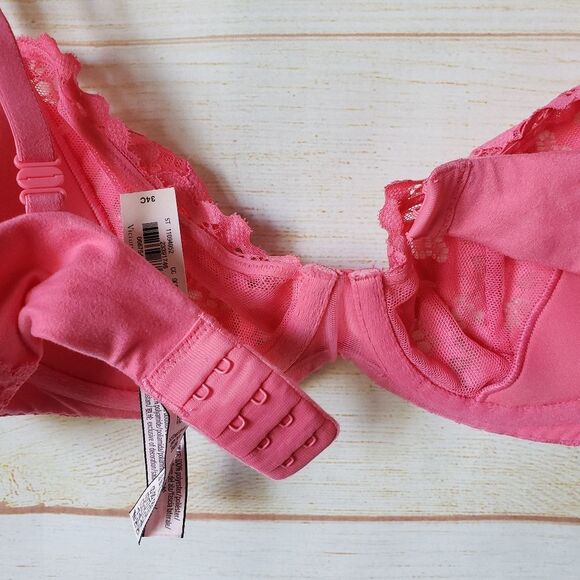 Victoria's Secret Lace Underwire Unlined Demi Bra Peach Women's Size 34C - Picture 8 of 12